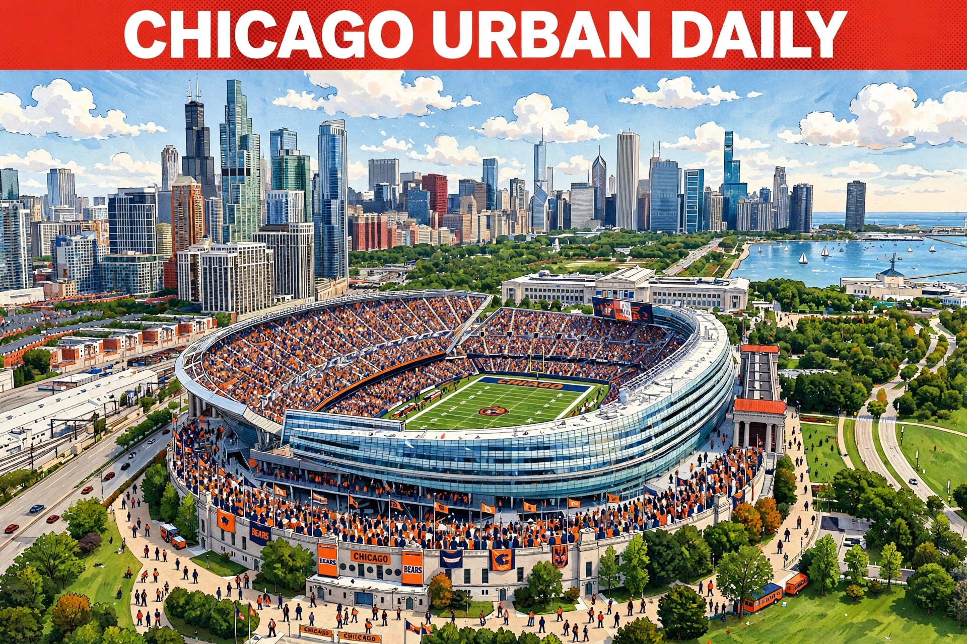 Chicago Bears gameday editorial illustration
