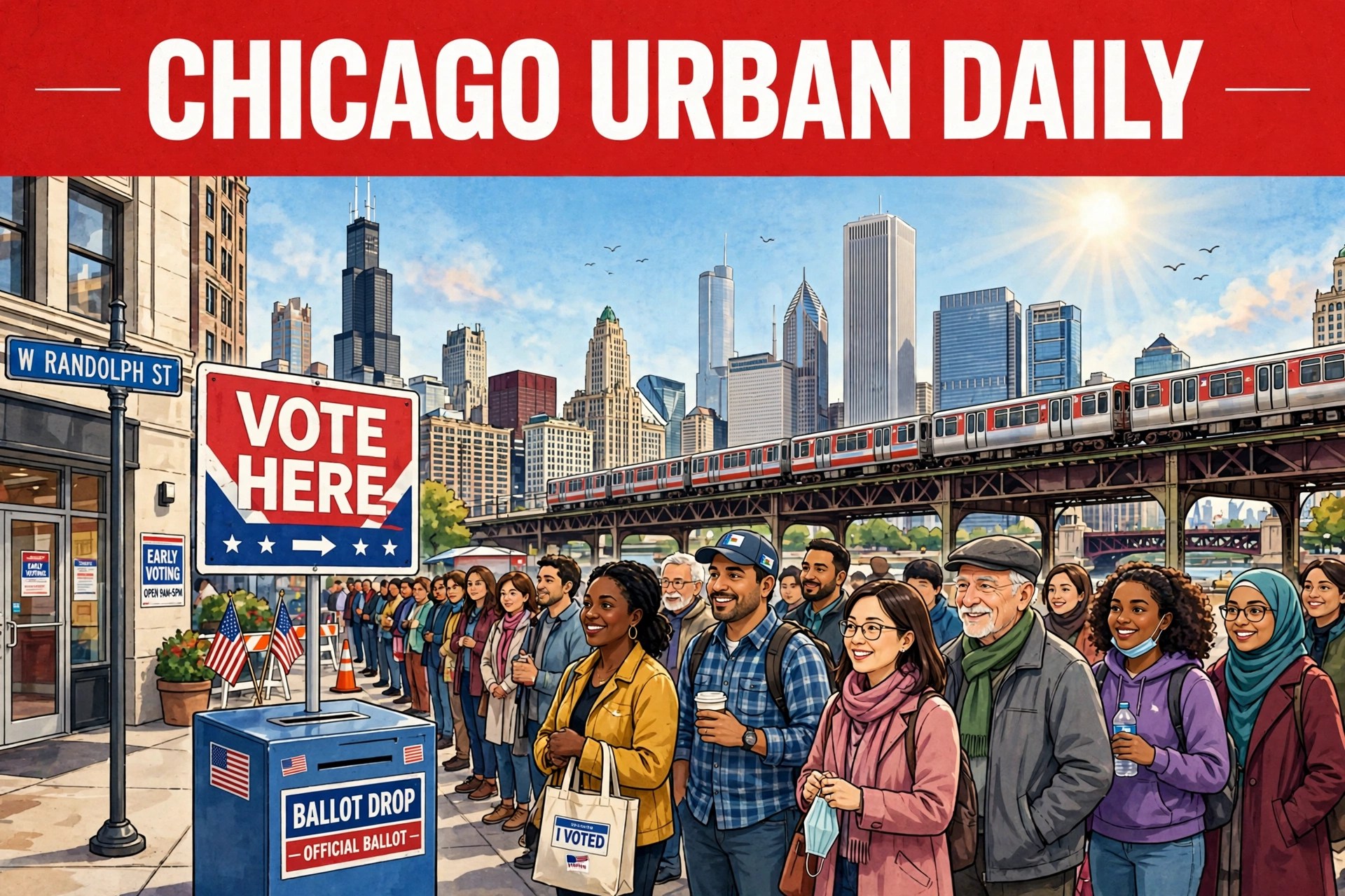 Chicago early voting editorial illustration