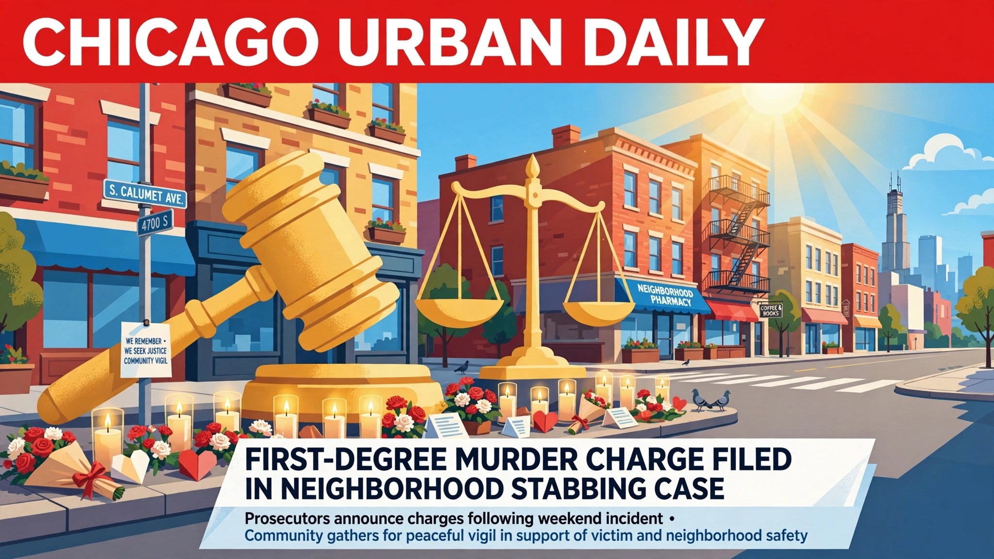 Chatham murder charge editorial illustration